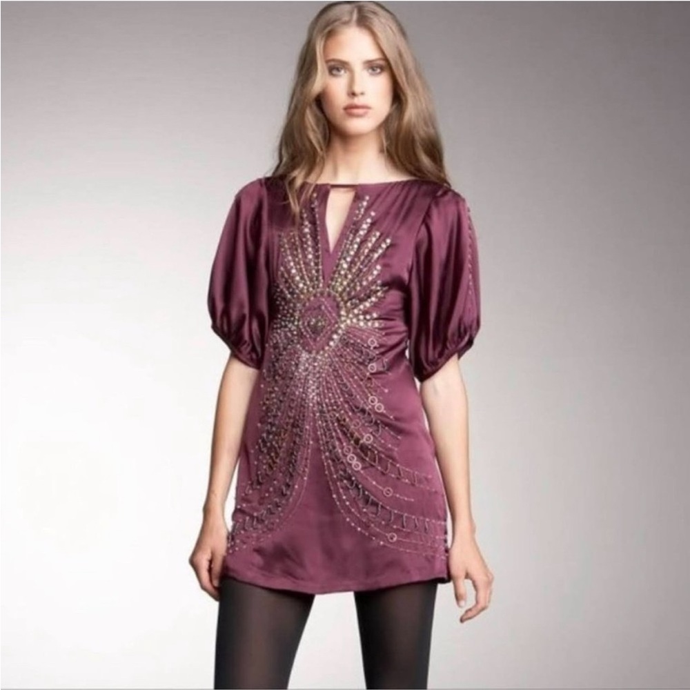 Nanette Lepore Embellished 100% Silk Dress - Size 4